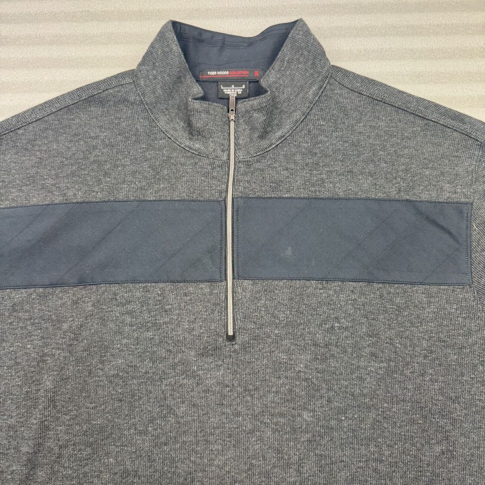 Nike Sweater Men L Gray Tiger Woods Collection Mock Neck 1/4 Zip Golf Pullover - Picture 2 of 10